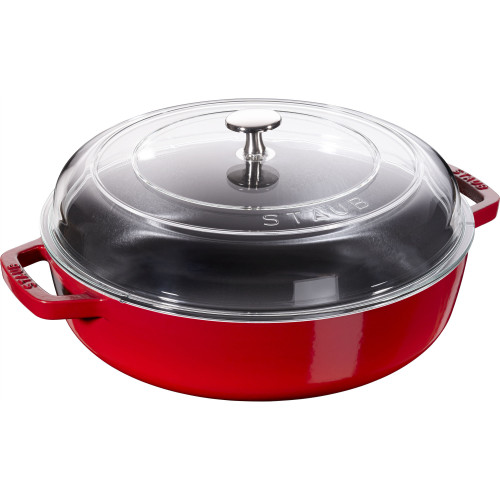 Staub - patelnia żeliwna z pokrywką 24 cm, czerwony
