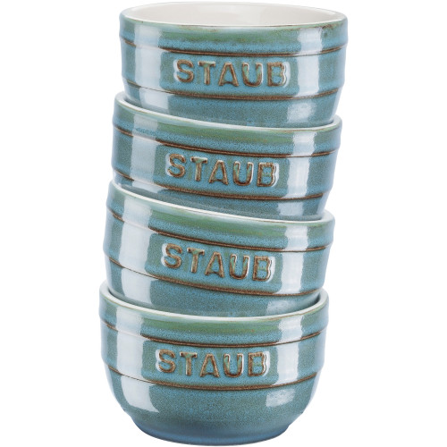 Staub - zestaw 4 ramekinów okrągłych 9 cm, antyczny turkusowy