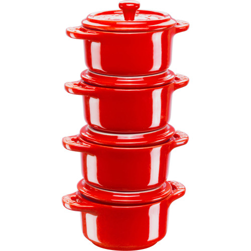 Staub - 4x Mini Cocotte okrągły 10 cm, czerwony
