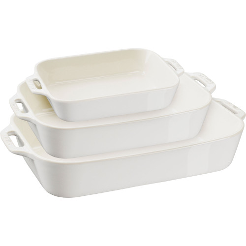Staub - zestaw 3 półmisków prostokątnych, biały