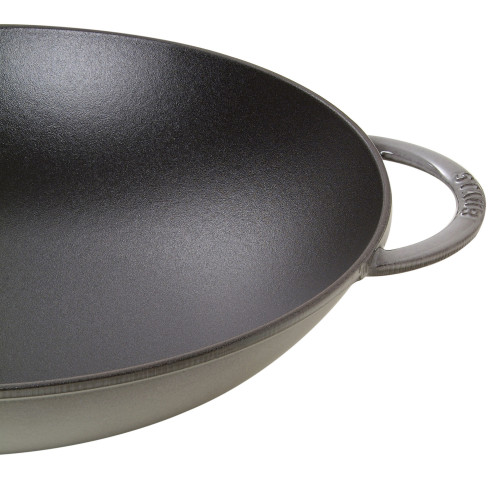 Staub - wok żeliwny z pokrywką 37 cm, grafitowy