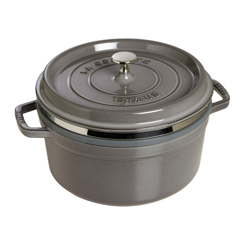 Staub - garnek żeliwny okrągły z wkładem 5.2 ltr, szary