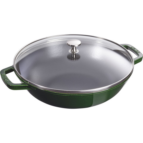 Staub - wok żeliwny z pokrywką 30 cm, zielony