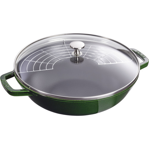 Staub - wok żeliwny z pokrywką 30 cm, zielony