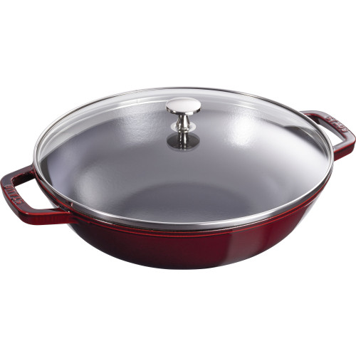 Staub - wok żeliwny z pokrywką 30 cm, grenadynowy