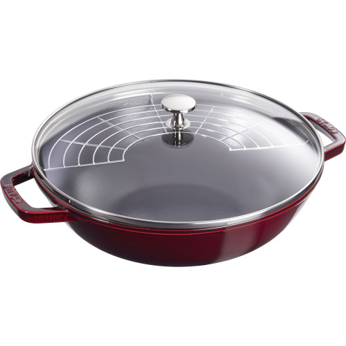 Staub - wok żeliwny z pokrywką 30 cm, grenadynowy