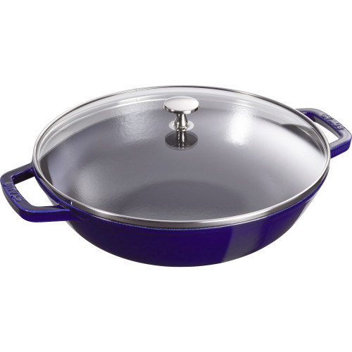 Staub - wok żeliwny z pokrywką 30 cm, niebieski