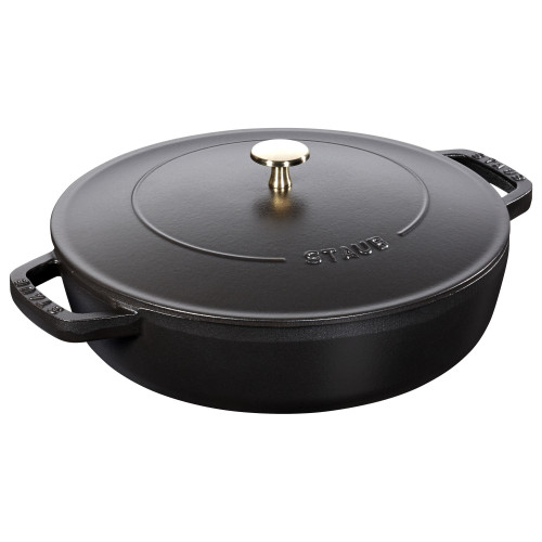 Staub - żeliwna patelnia do duszenia z pokrywką 24 cm, czarny