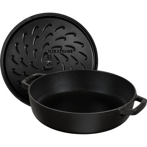 Staub - żeliwna patelnia do duszenia z pokrywką 24 cm, czarny