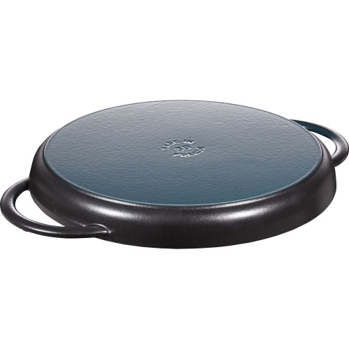 Staub - okrągła patelnia żeliwna grillowa z dwoma uchwytami 22 cm, czarny