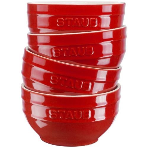 Staub - zestaw 4 misek okrągłych 12 cm, czerwony