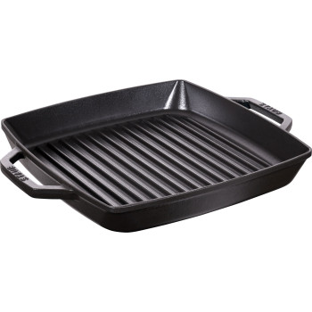 Staub - kwadratowa patelnia żeliwna grillowa z dwoma uchwytami 28 cm, czarny