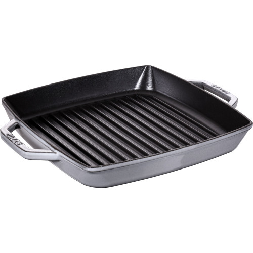 Staub - kwadratowa patelnia żeliwna grillowa z dwoma uchwytami 28 cm, grafitowy