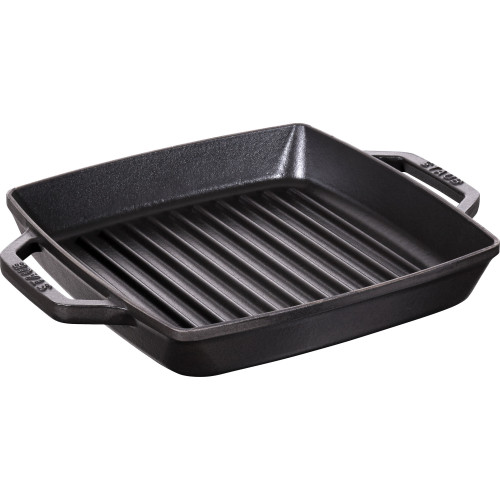 Staub - kwadratowa patelnia żeliwna grillowa z dwoma uchwytami 23 cm, czarny