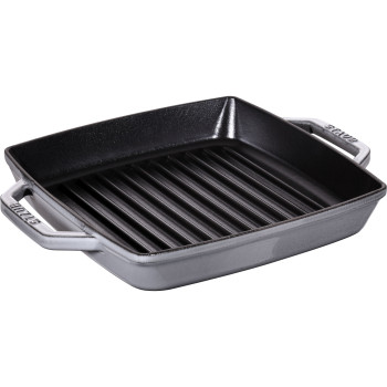 Staub - kwadratowa patelnia żeliwna grillowa z dwoma uchwytami 23 cm, grafitowy