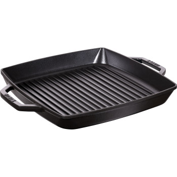 Staub - kwadratowa patelnia żeliwna grillowa z dwoma uchwytami 33 cm, czarny
