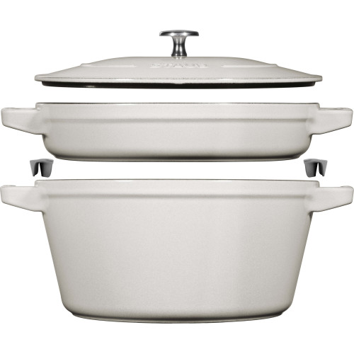 Staub - Zestaw 2 naczyń żeliwnych z pokrywką Staub - 24 cm, Biała trufla