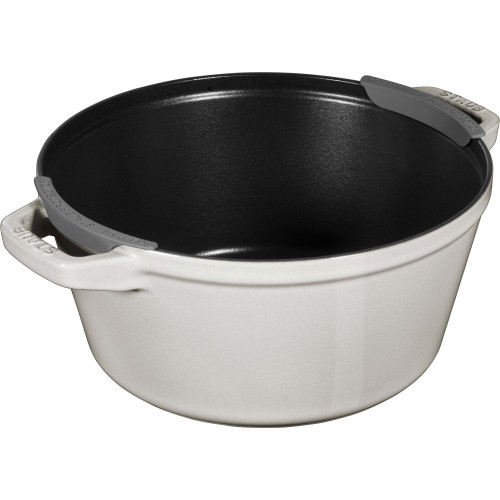 Staub - Zestaw 2 naczyń żeliwnych z pokrywką Staub - 24 cm, Biała trufla