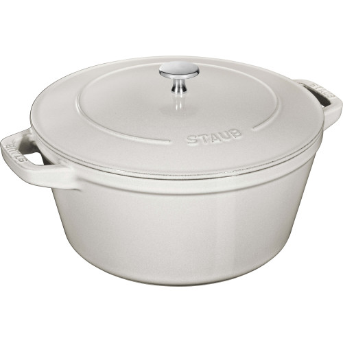 Staub - Zestaw 2 naczyń żeliwnych z pokrywką Staub - 24 cm, Biała trufla