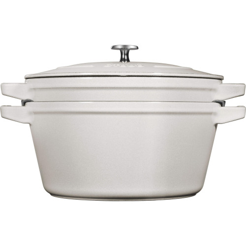 Staub - Zestaw 2 naczyń żeliwnych z pokrywką Staub - 24 cm, Biała trufla