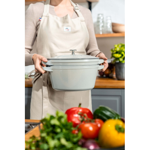Staub - Zestaw 2 naczyń żeliwnych z pokrywką Staub - 24 cm, Biała trufla
