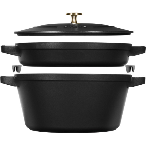 Staub - Zestaw 2 naczyń żeliwnych z pokrywką Staub - 24 cm, Czarny