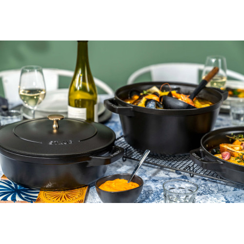 Staub - Zestaw 3 naczyń żeliwnych z pokrywką Staub - 24 cm, Czarny