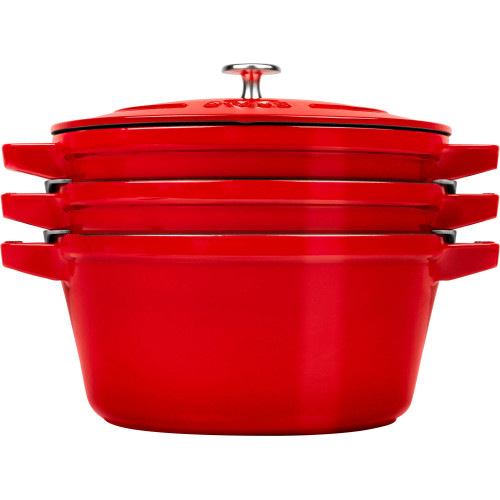 Staub - Zestaw 3 naczyń żeliwnych z pokrywką Staub - 24 cm, Czerwony
