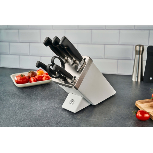 Zwilling - Zestaw 5 noży w bloku samoostrzącym Zwilling Four Star - Biały