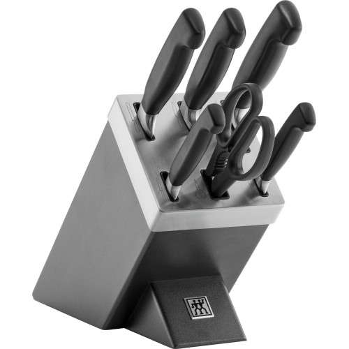 Zwilling - Zestaw 5 noży w bloku samoostrzącym Zwilling Four Star - Szary