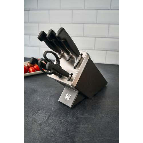Zwilling - Zestaw 5 noży w bloku samoostrzącym Zwilling Four Star - Szary