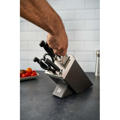 Zwilling - Zestaw 5 noży w bloku samoostrzącym Zwilling Four Star - Szary