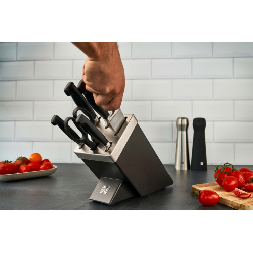 Zwilling - Zestaw 5 noży w bloku samoostrzącym Zwilling Four Star - Szary