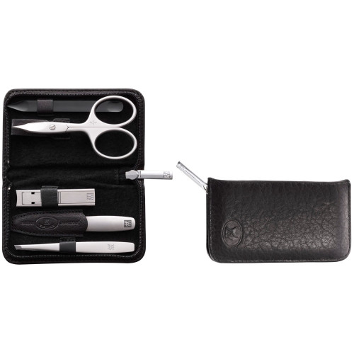 Zwilling - Zestaw podróżny Zwilling Twinox – czarne, skórzane etui, 5 elementów - Czarny