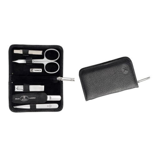 Zwilling - Zestaw podróżny Zwilling Twinox – czarne, skórzane etui, 5 elementów - Czarny