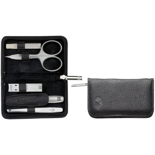 Zwilling - Zestaw podróżny Zwilling Twinox – czarne, skórzane etui, 5 elementów - Czarny