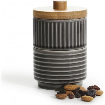 SAGAFORM COFFEE- Podwójna cukiernica z bambusową pokrywką / szara / ceramika