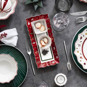 Villeroy & Boch - Toy's Delight - zestaw trzech miseczek do sosów i dipów oraz taca z motywem świątecznym
