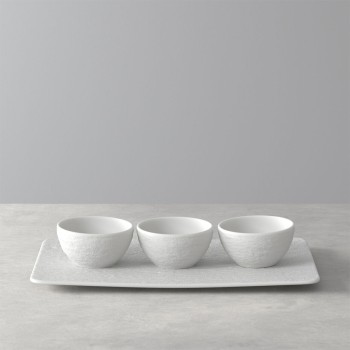 Villeroy & Boch - Manufacture Rock Blanc - Zestaw miseczek do dipów + półmisek