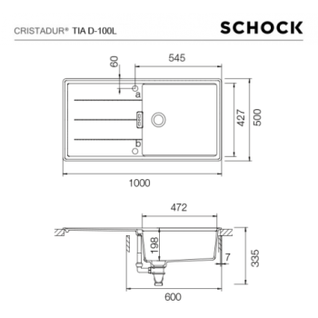 SCHOCK - Zlewozmywak wpuszczany w blat TIA D-100 L STONE