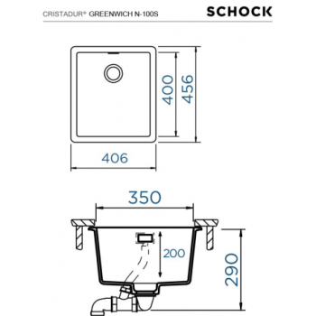 SCHOCK - Zlewozmywak podwieszany CRISTADUS GREENWICH N-100 S SILVERSTONE