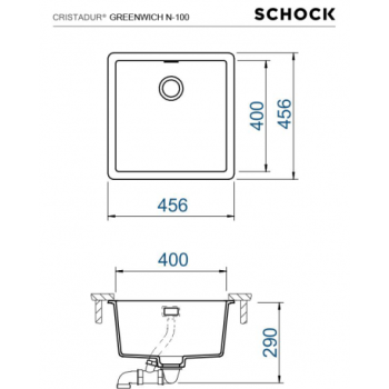 SCHOCK - Zlewozmywak podwieszany CRISTADUS GREENWICH N-100 BRONZE