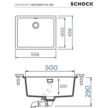 SCHOCK - Zlewozmywak podwieszany CRISTADUS GREENWICH N-100 L PURO