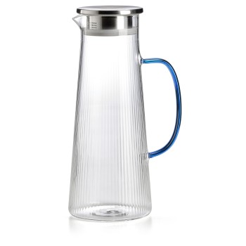 Dzbanek plisowany 1,6l - transparentny/ niebieski uchwyt