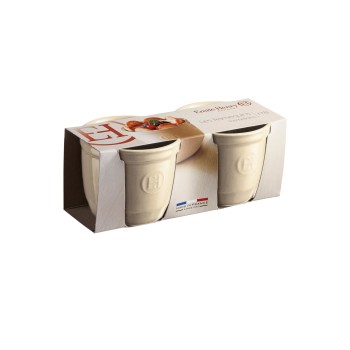 Emile Henry - Zestaw dwóch ceramicznych  miseczek do zapiekania typu ramekin - N°8 - kremowy EH024008