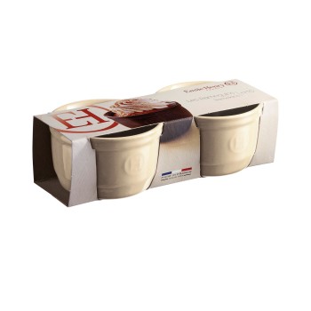 Emile Henry -Zestaw dwóch ceramicznych miseczek do zapiekania typu ramekin - N°10 - kremowy EH024010