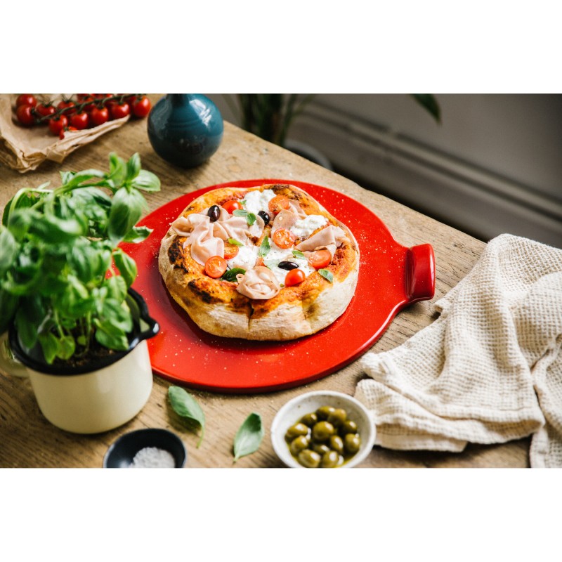 Gładki kamień do pizzy 37cm- czerwony