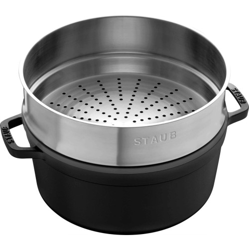 STAUB LA COCOTTE Garnek żeliwny okrągły z wkładem 3.8 ltr czarny