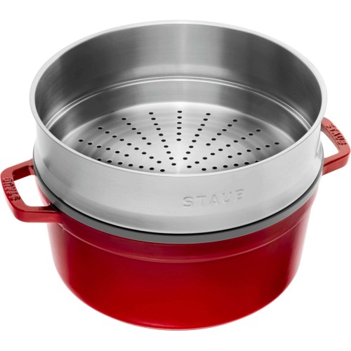 STAUB LA COCOTTE Garnek żeliwny okrągły z wkładem 3.8 ltr czerwony