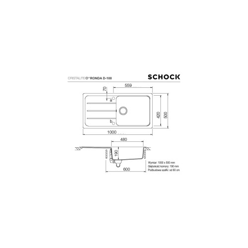 SCHOCK zlewozmywak formhaus D-100L onyx FOMD100LAGON